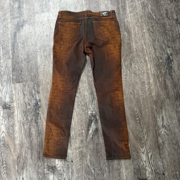 Etro Milano Brown Reptile Print Skinny Jeans Size 31 - Picture 5 of 6